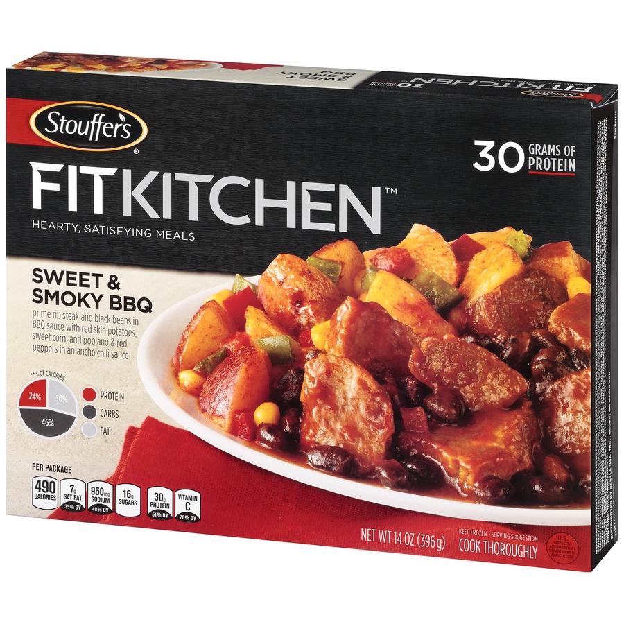 slide 3 of 8, Stouffer's Fit Kitchen Sweet And Smoky Bbq, 14 oz