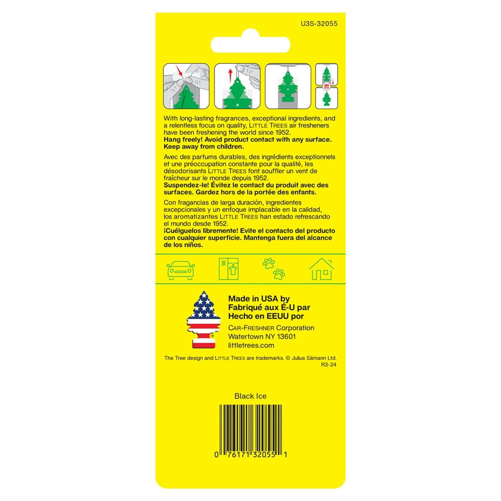 slide 4 of 5, LITTLE TREES 3 -Count Black Ice Dispenser Air Freshener 3 -Pack, 1 ct