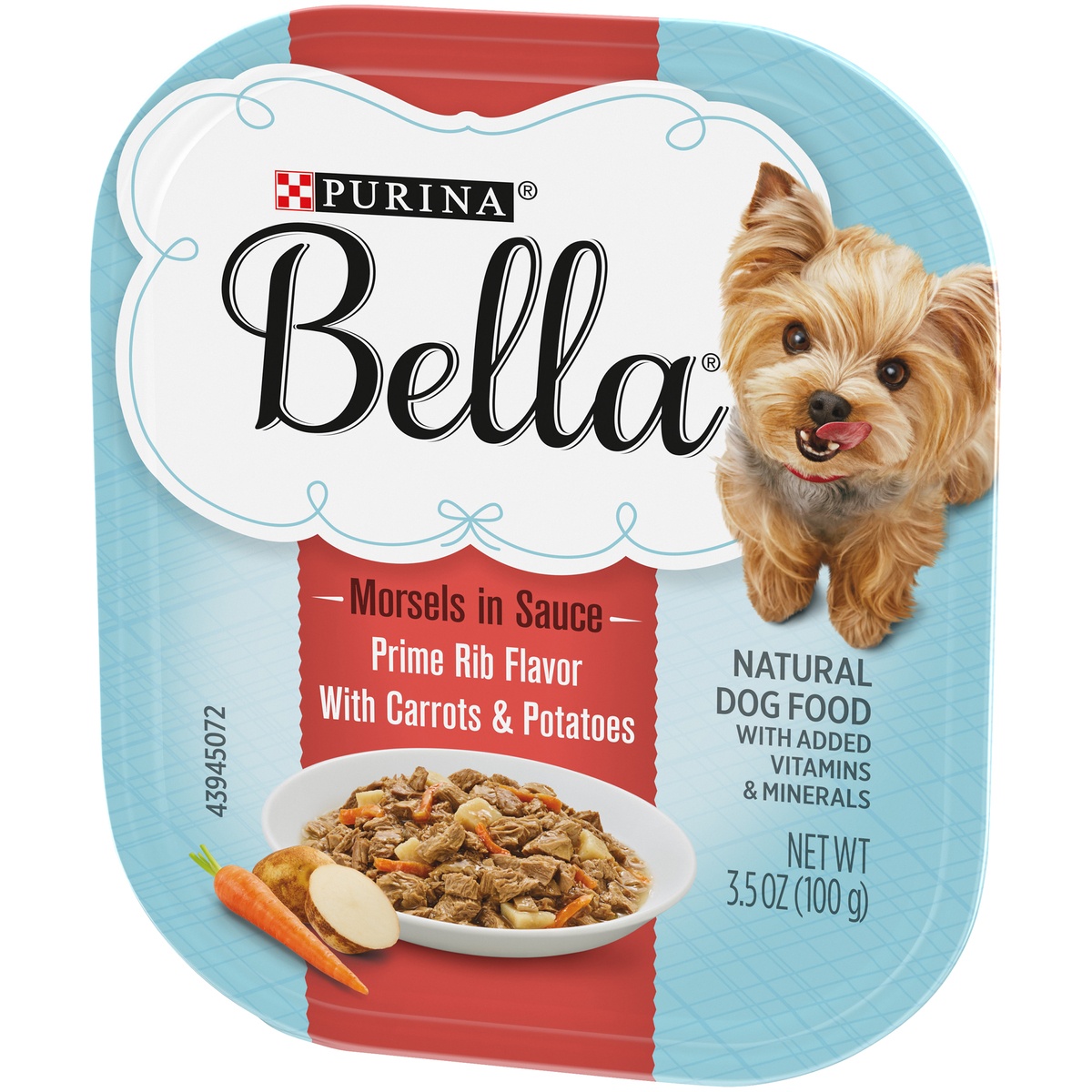 slide 3 of 9, Purina Bella Natural Small Breed Wet Dog Food, Morsels in Sauce Prime Rib Flavor, 3.5 oz