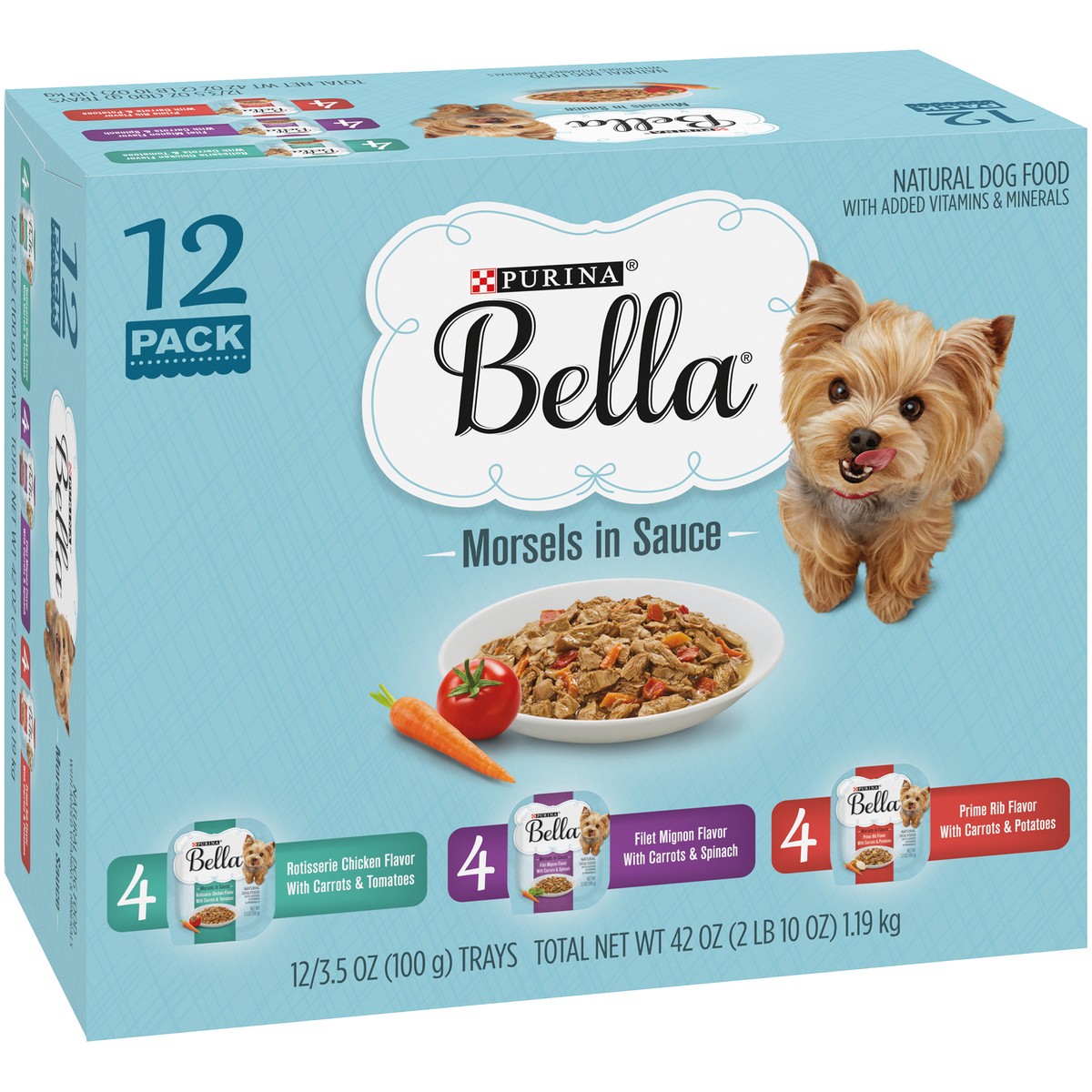 slide 8 of 9, Purina Bella Natural Small Breed Wet Dog Food Variety Pack, Morsels in Sauce, 42 oz