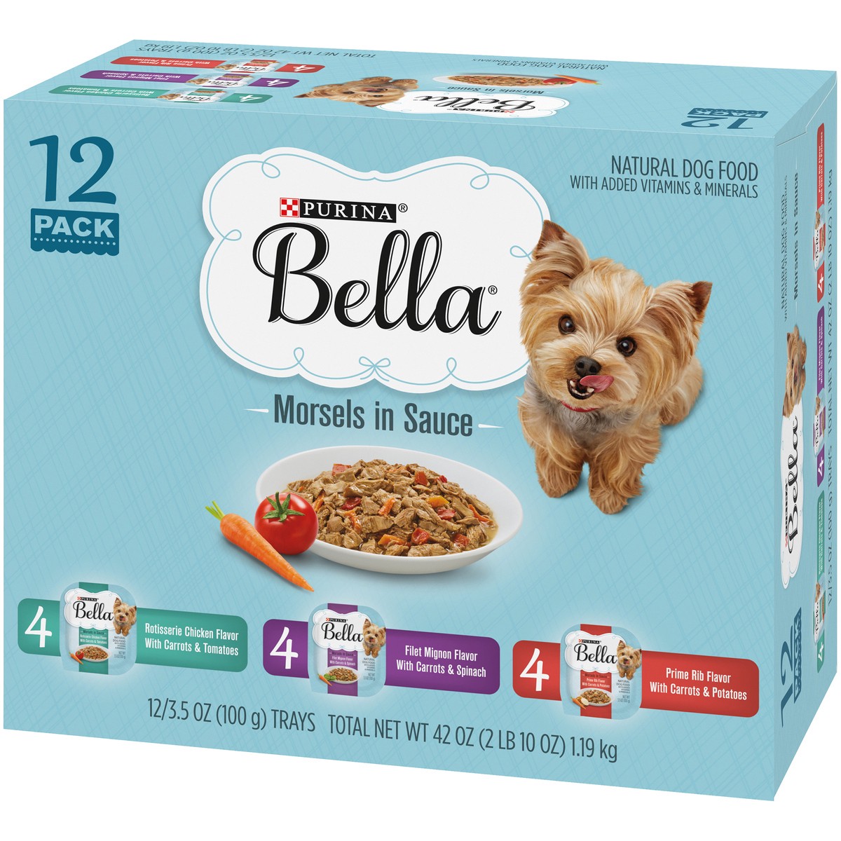 slide 4 of 9, Purina Bella Natural Small Breed Wet Dog Food Variety Pack, Morsels in Sauce, 42 oz