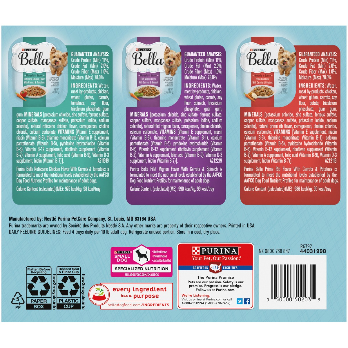 slide 2 of 9, Purina Bella Natural Small Breed Wet Dog Food Variety Pack, Morsels in Sauce, 42 oz