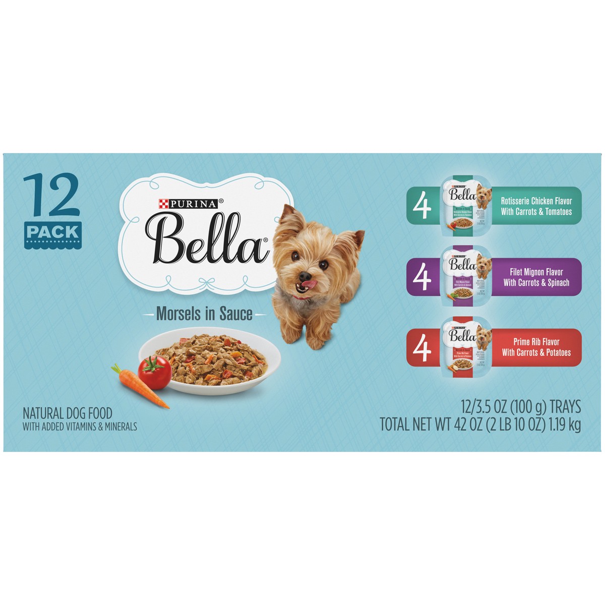 slide 9 of 9, Purina Bella Natural Small Breed Wet Dog Food Variety Pack, Morsels in Sauce, 42 oz