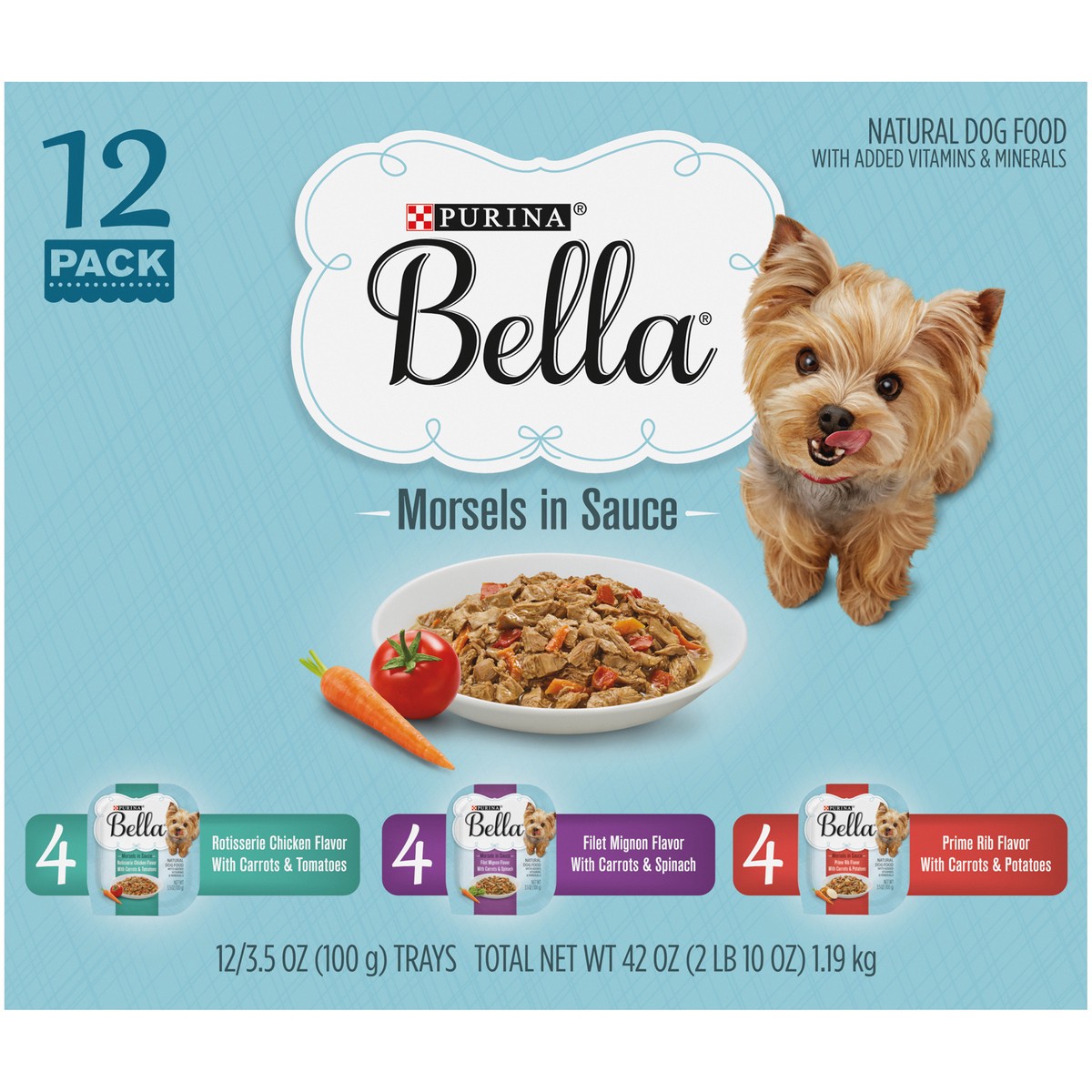 slide 6 of 9, Purina Bella Natural Small Breed Wet Dog Food Variety Pack, Morsels in Sauce, 42 oz