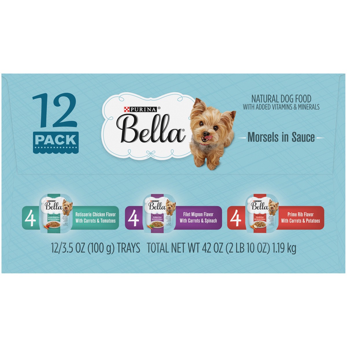 slide 7 of 9, Purina Bella Natural Small Breed Wet Dog Food Variety Pack, Morsels in Sauce, 42 oz