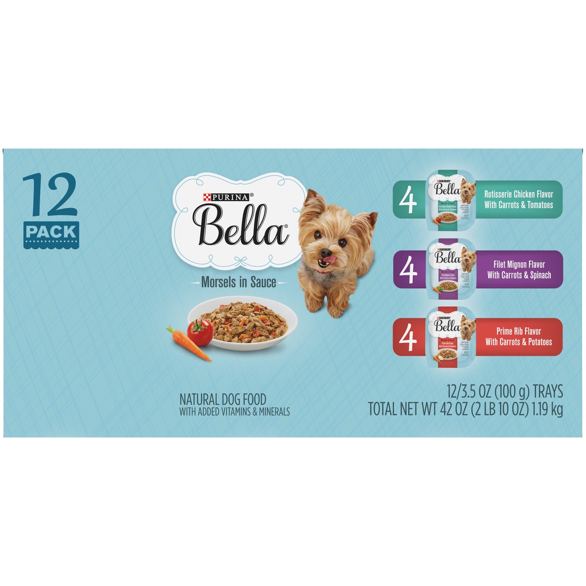 slide 5 of 9, Purina Bella Natural Small Breed Wet Dog Food Variety Pack, Morsels in Sauce, 42 oz