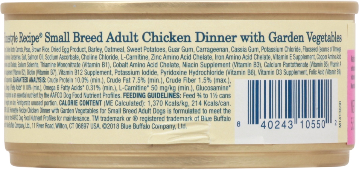 slide 2 of 9, Blue Buffalo Homestyle Recipe Small Breed Chicken Dinner Canned Dog Food, 5.5 oz