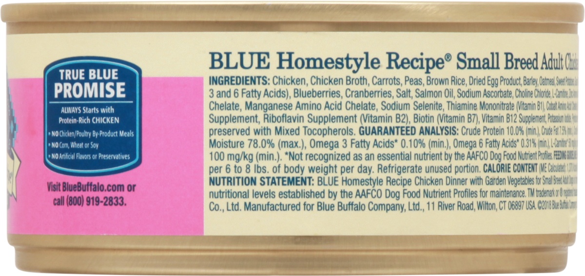 slide 3 of 9, Blue Buffalo Homestyle Recipe Small Breed Chicken Dinner Canned Dog Food, 5.5 oz