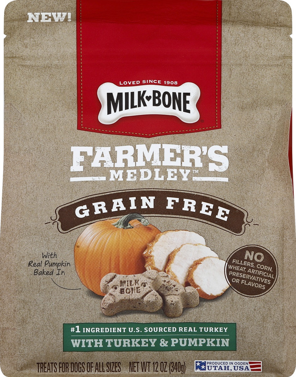 MilkBone Farmers Medley, Grain Free With Turkey & Pumpkin 12 oz Shipt