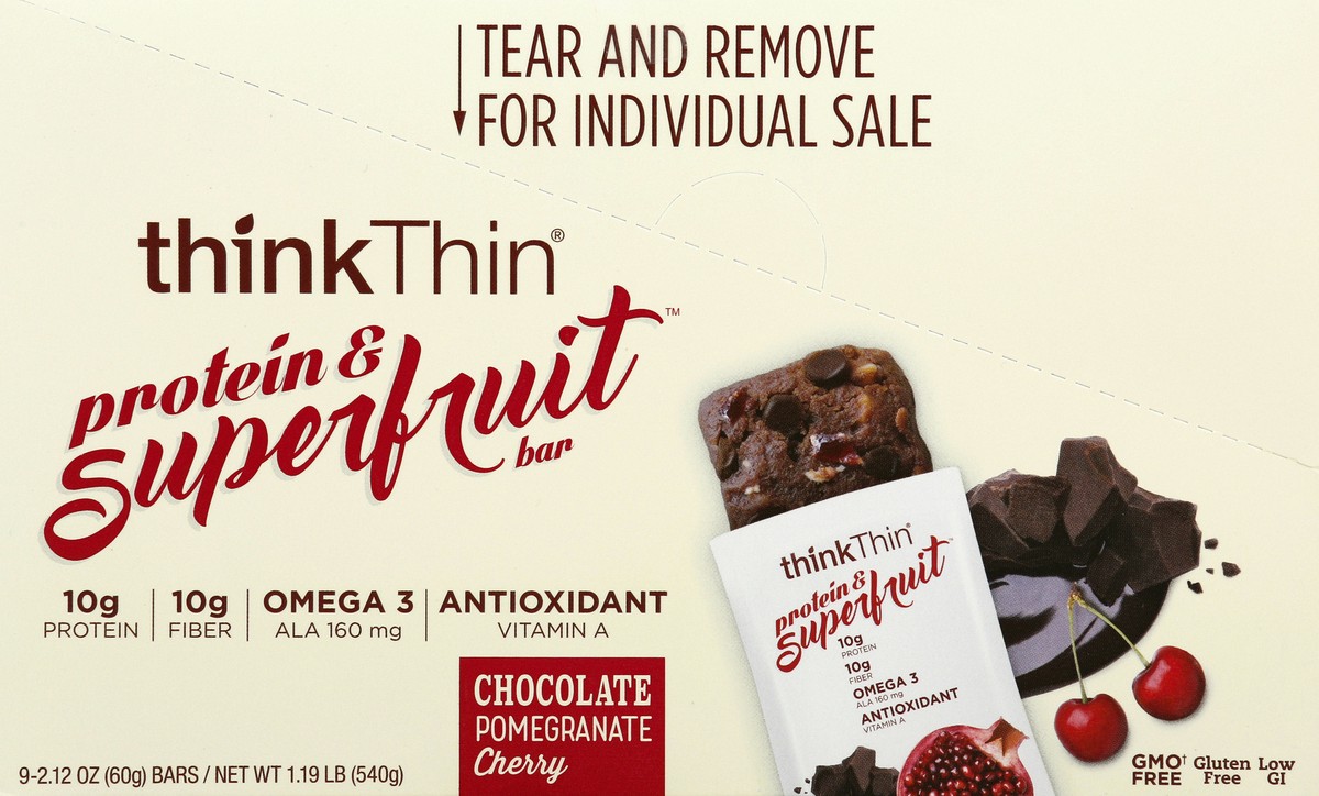 slide 3 of 6, thinkThin Protein & Superfruit Bars 2.12 oz, 2.12 oz