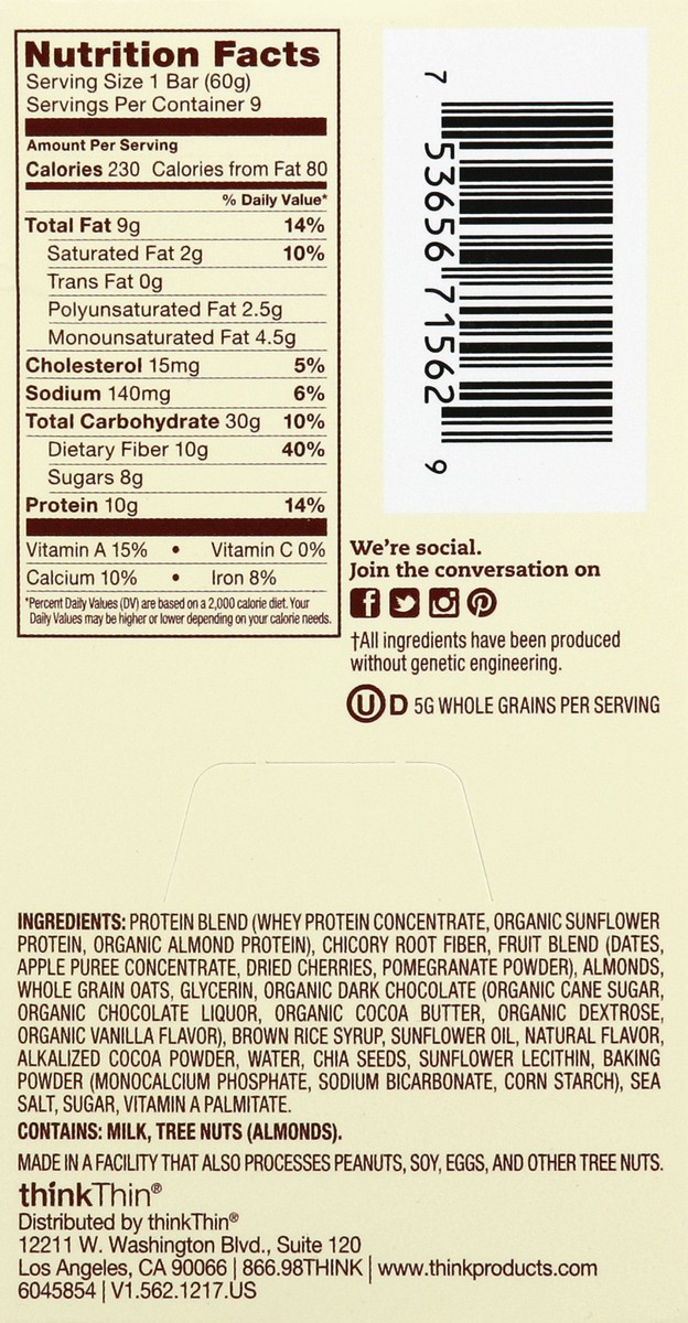 slide 6 of 6, thinkThin Protein & Superfruit Bars 2.12 oz, 2.12 oz