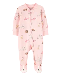 Carter's Carters Baby Dog Print 2-Way Zip Cotton Sleep & Play Pajamas - Pink Pink 6M