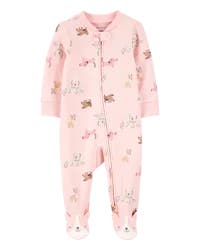 Carter's Carters Baby Dog Print 2-Way Zip Cotton Sleep & Play Pajamas - Pink Pink 6M