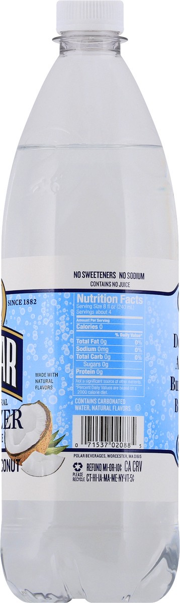 slide 5 of 13, Polar 100% Natural Toasted Coconut Seltzer - 1 l, 1 l