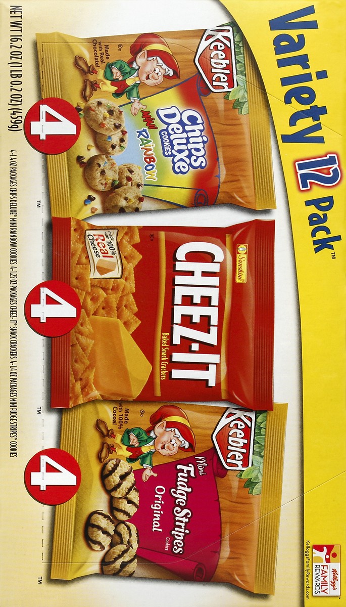slide 6 of 6, Kellogg's Chips Deluxe/Cheez-It/Fudge Stripes Snacks Variety Pack, 16.2 oz