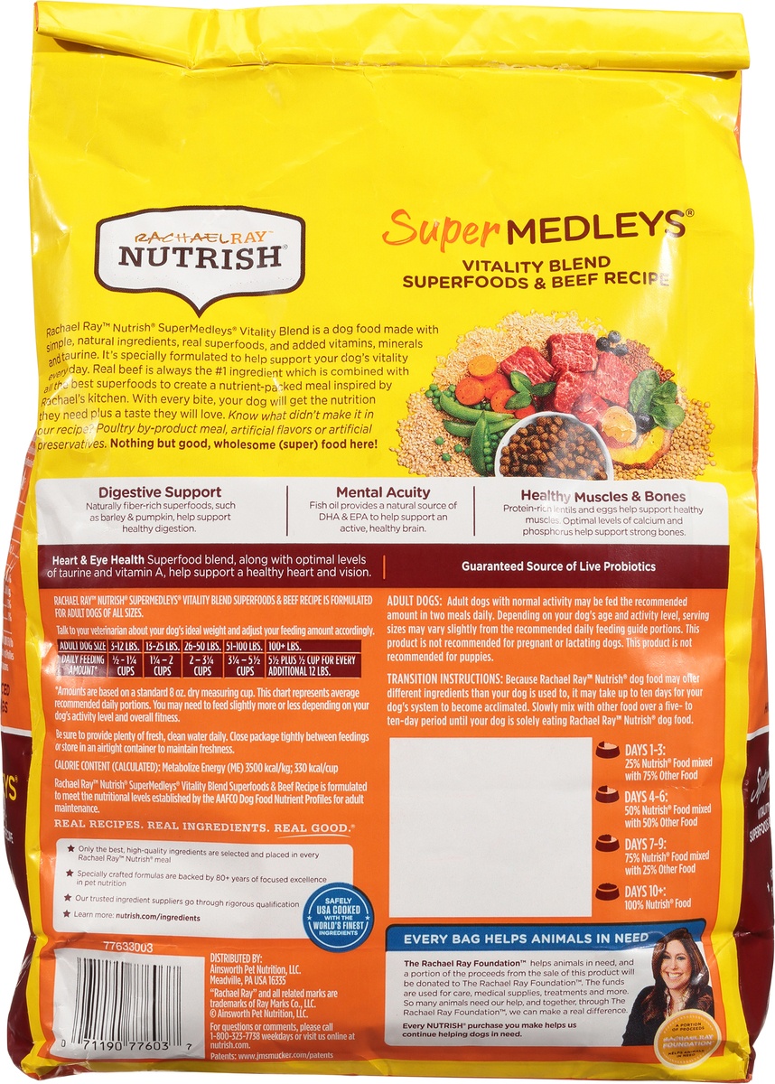 slide 4 of 9, Rachael Ray Nutrish Super Medleys Vitality Blend Superfoods & Beef Recipe Adult Super Premium Dry Dog Food - 5lbs, 1 ct