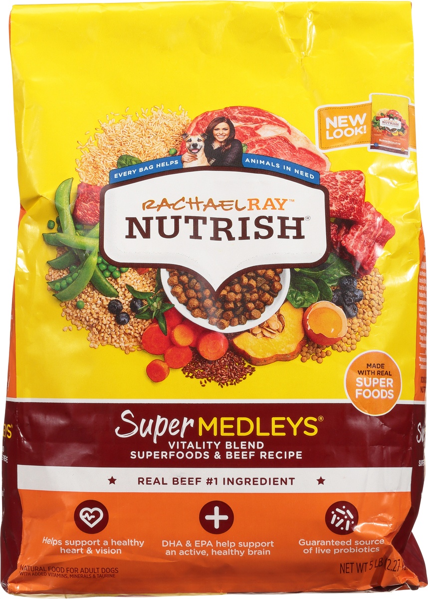 slide 6 of 9, Rachael Ray Nutrish Super Medleys Vitality Blend Superfoods & Beef Recipe Adult Super Premium Dry Dog Food - 5lbs, 1 ct