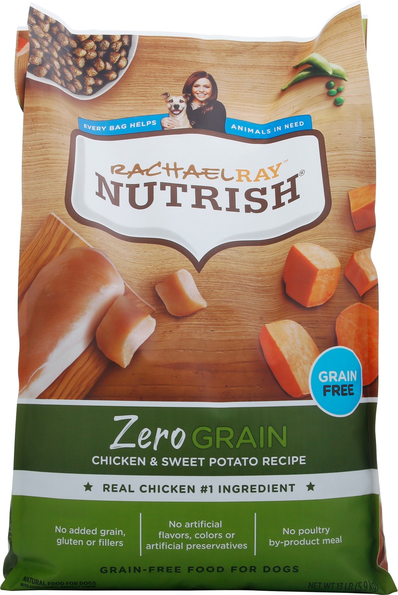slide 6 of 9, Rachael Ray Nutrish Zero Grain Chicken & Sweet Potato Recipe, Dry Dog Food, 13 lb Bag, 13 lb