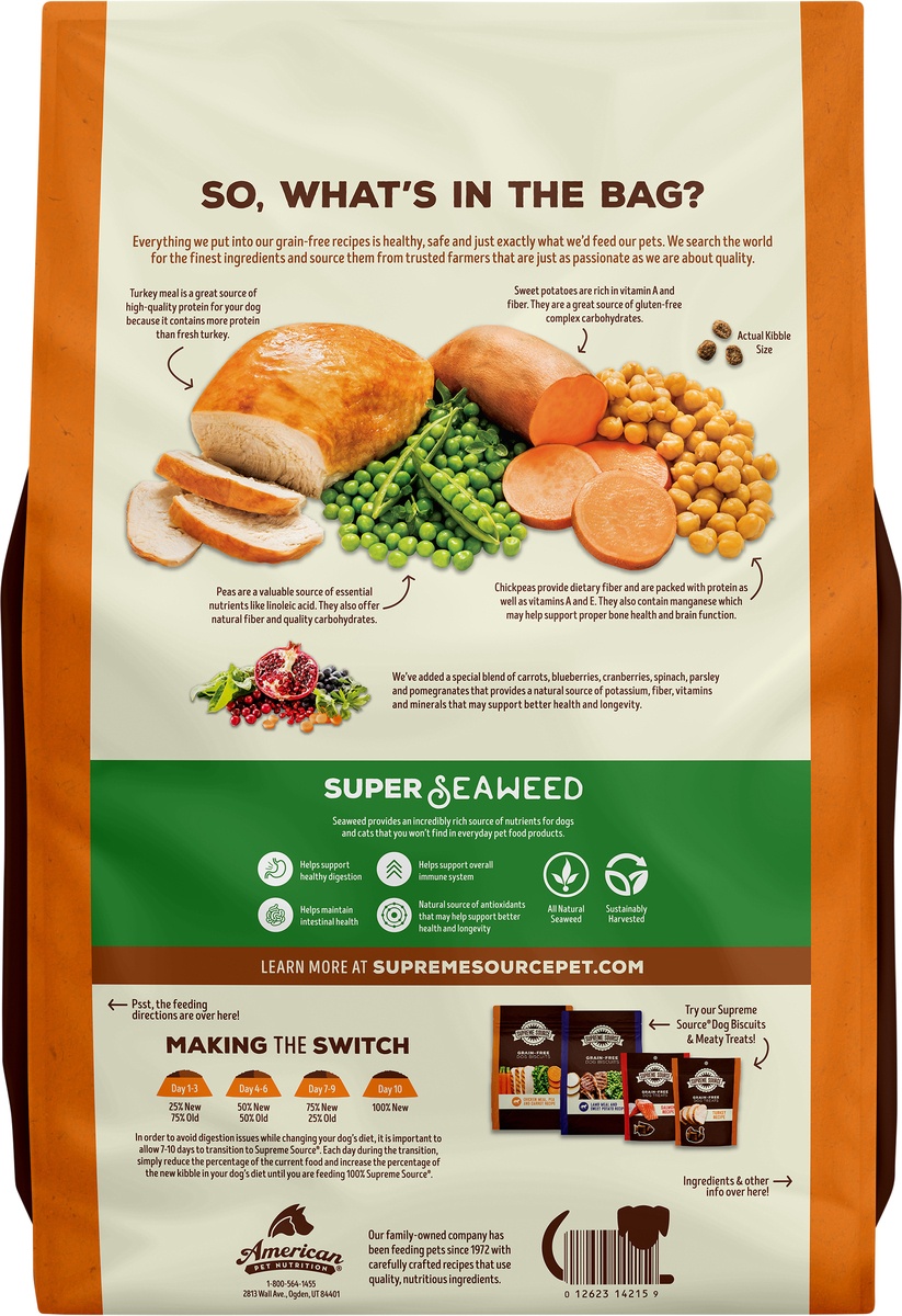 slide 2 of 3, Supreme Source Turkey Meal & Sweet Potato Recipe Dog Food, per lb