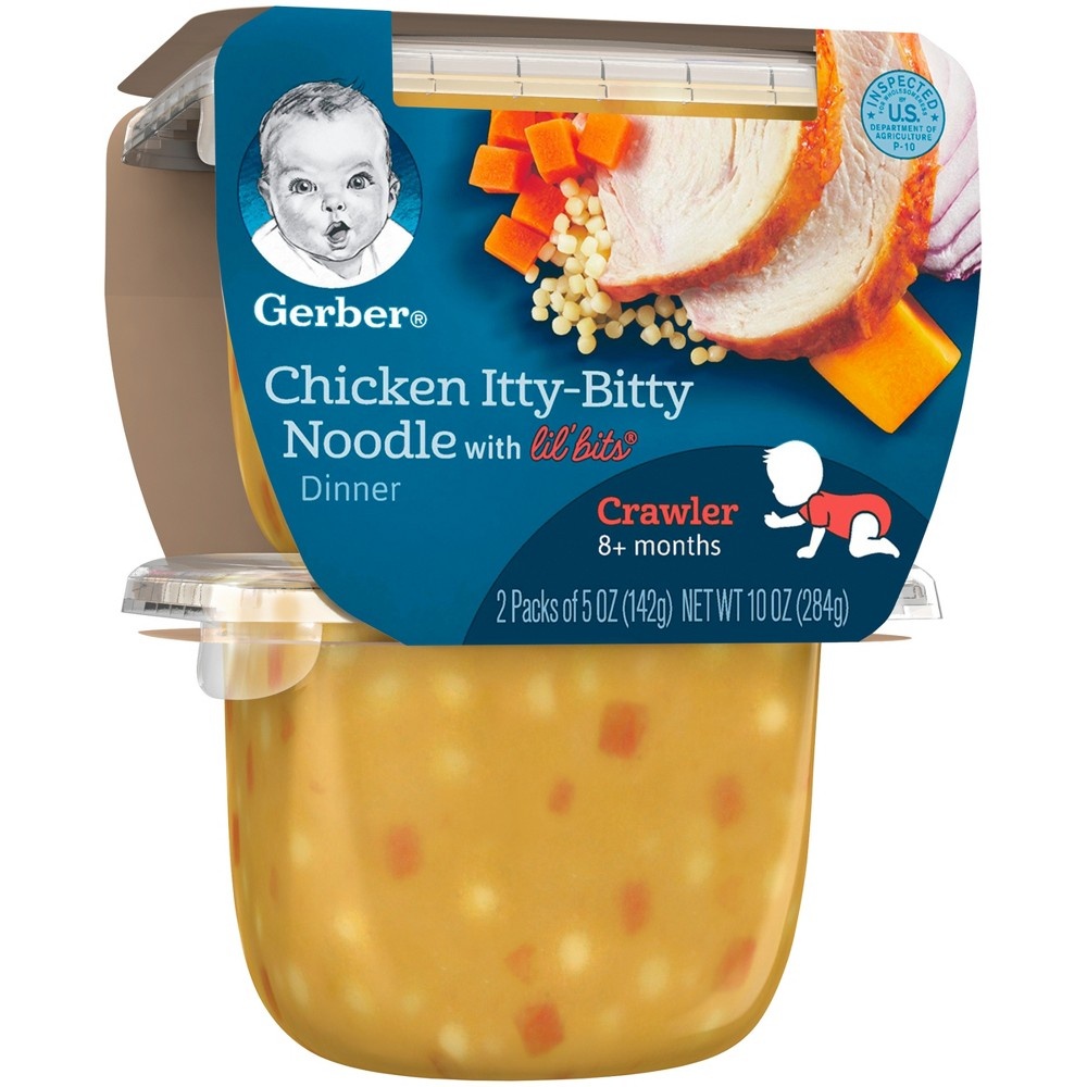 slide 3 of 7, Gerber Crawler Chicken Ittybitty Noodle with Lil Bits, 2 ct; 5 oz