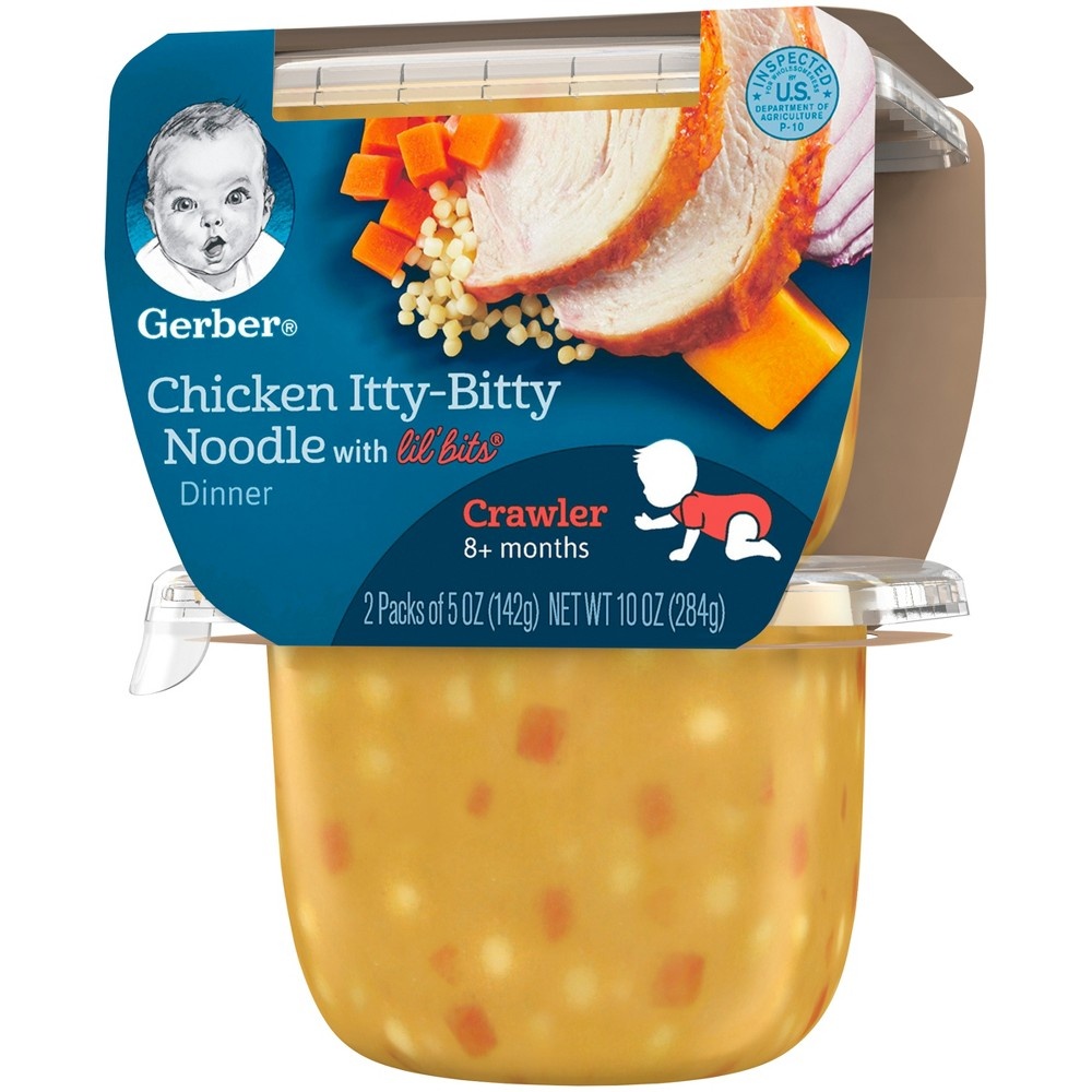 slide 4 of 7, Gerber Crawler Chicken Ittybitty Noodle with Lil Bits, 2 ct; 5 oz