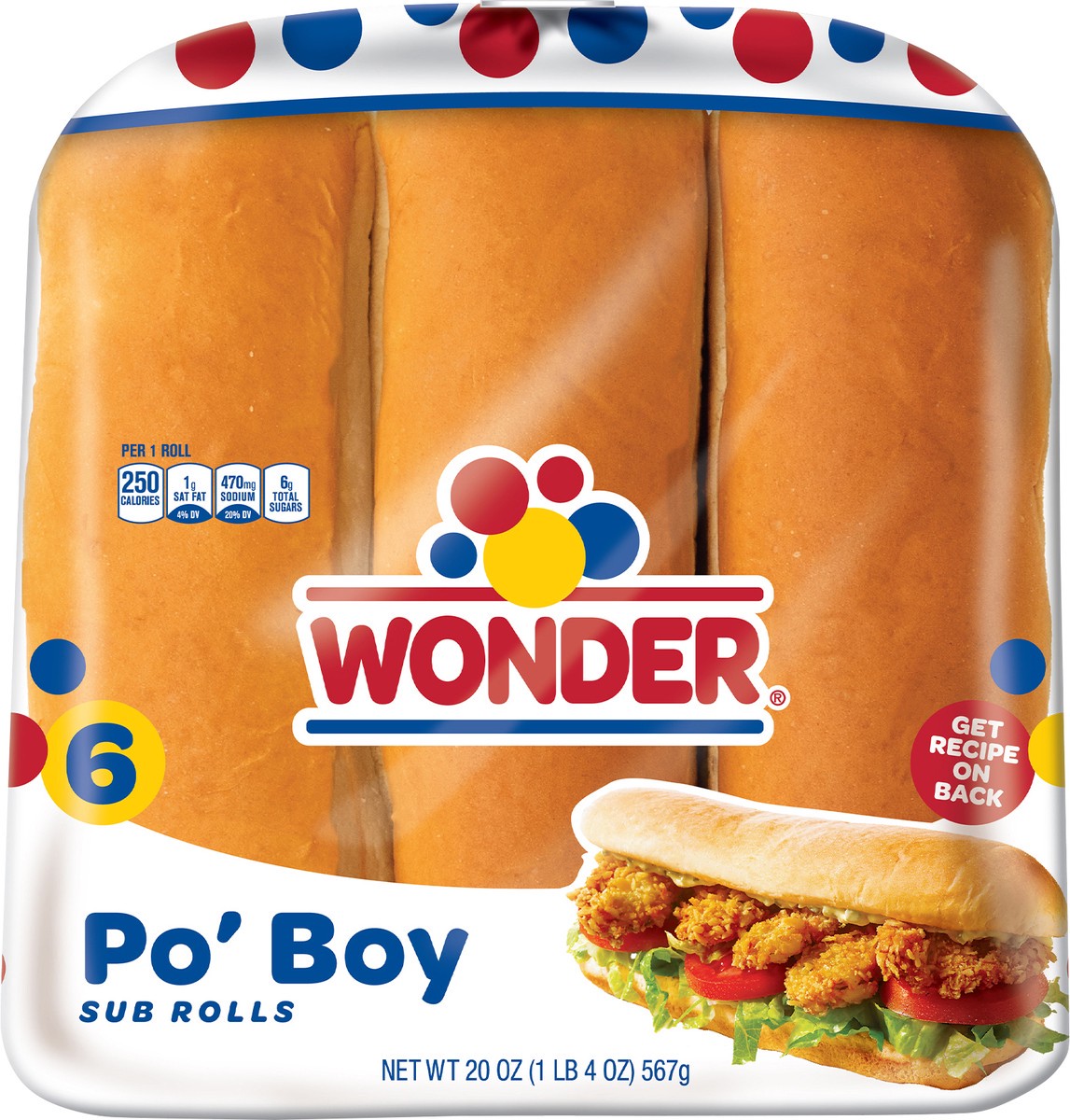 slide 4 of 10, Wonder Po' Boy Sub Rolls 6 ea, 6 ct