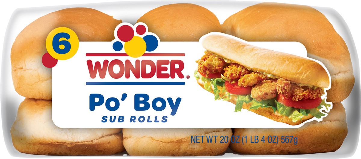 slide 7 of 10, Wonder Po' Boy Sub Rolls 6 ea, 6 ct