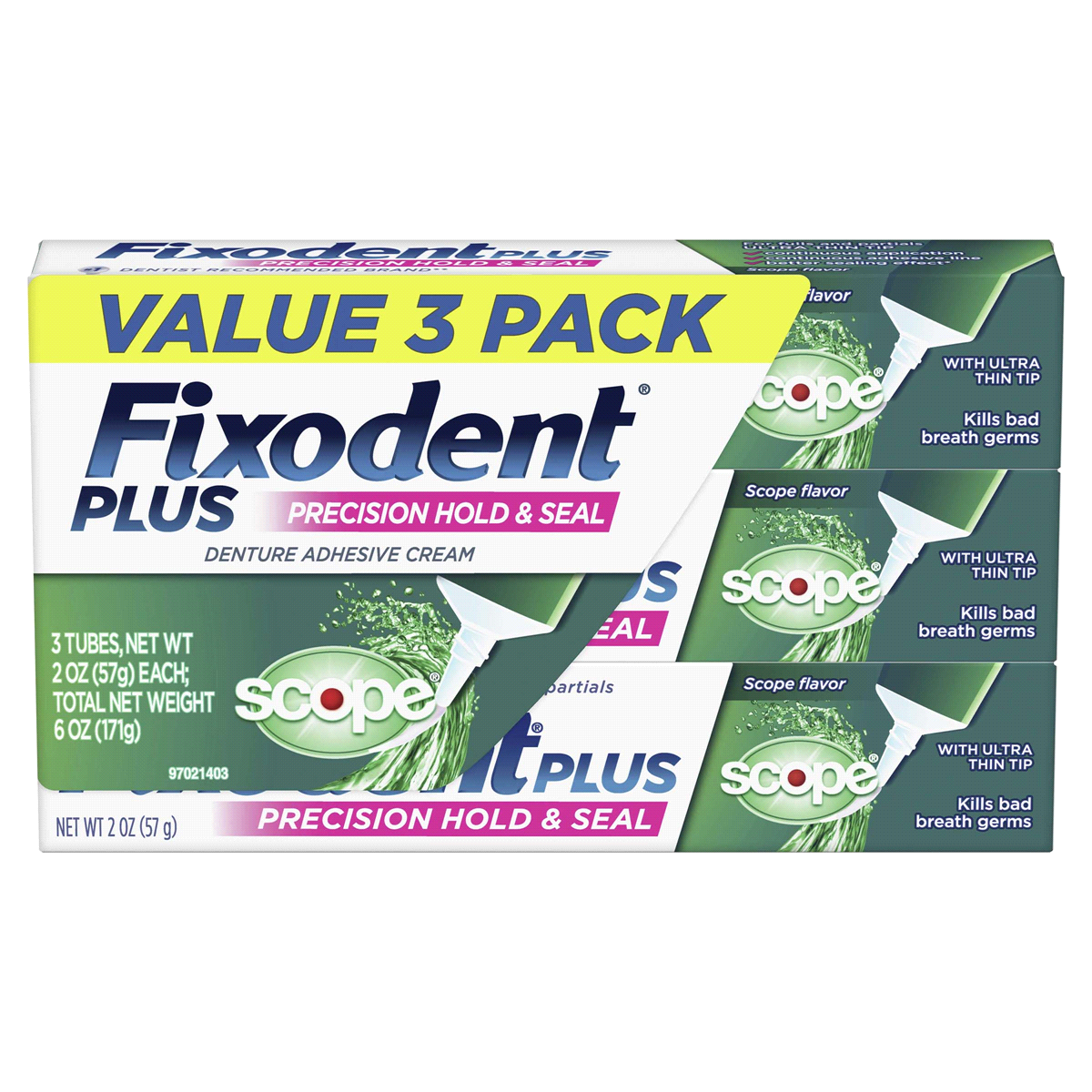 Fixodent Plus Denture Adhesive Cream, Precision Hold & Seal - 2 oz