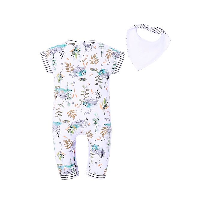 slide 2 of 5, Kidding Around Baby Boys long leg romper and bib, 1 ct