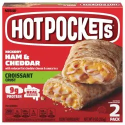 Hot Pockets Hickory Ham & Cheddar Croissant Crust Frozen Snacks, Hot Pockets Made with Real Reduced Fat Cheddar Cheese, 2 Count