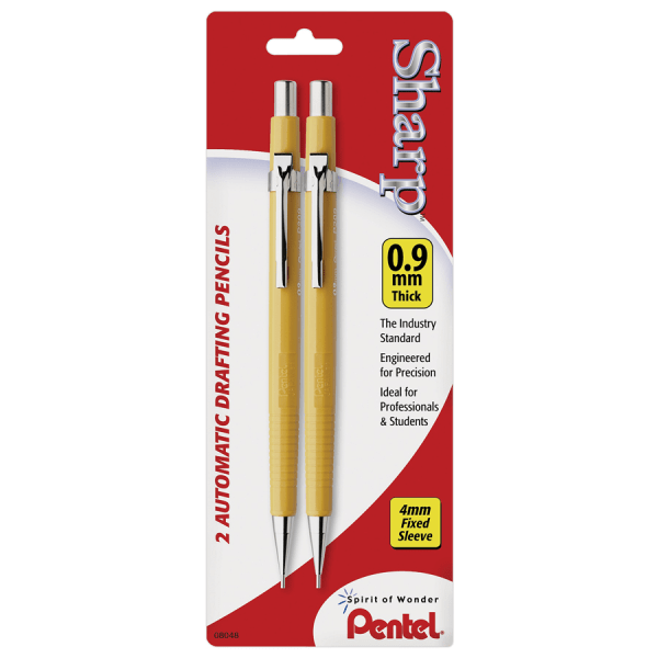 slide 1 of 2, Pentel Sharp Automatic Drafting Pencils, 0.9 Mm, Black, Pack Of 2, 2 ct