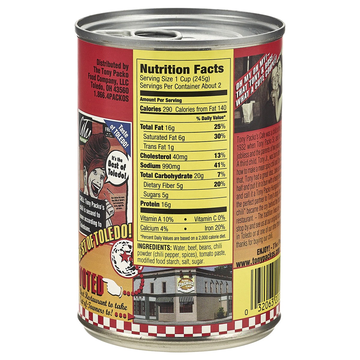 slide 2 of 2, Tony Packo's Cafe Chili with Beans 15 oz, 15 oz