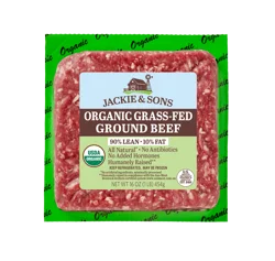 Jackie & Sons Organic Grass-Fed 90%/10% Ground Beef 16 oz