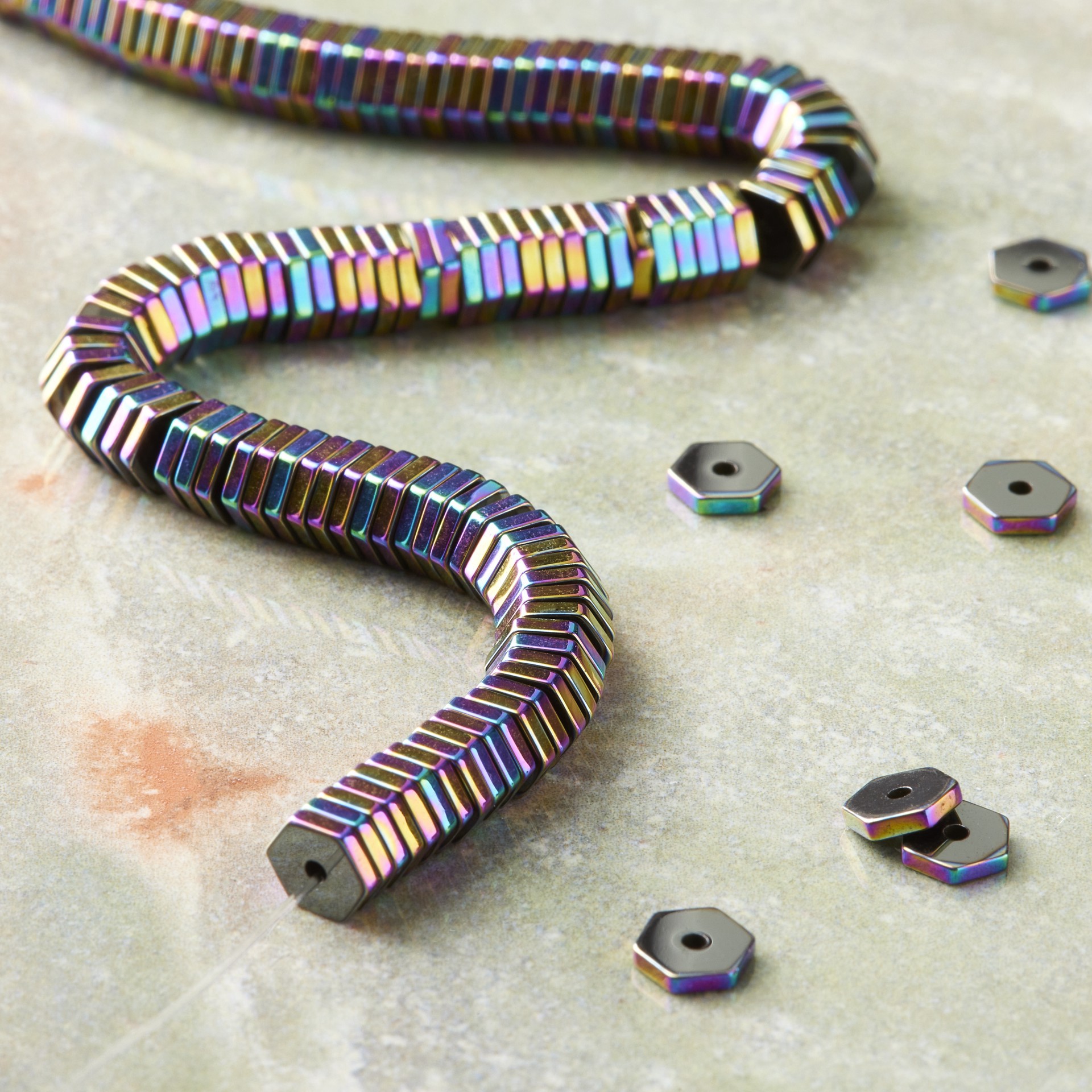 slide 3 of 3, Multicolor Iris Hematite Stick Beads, 6mm By Bead Landing, 6 mm