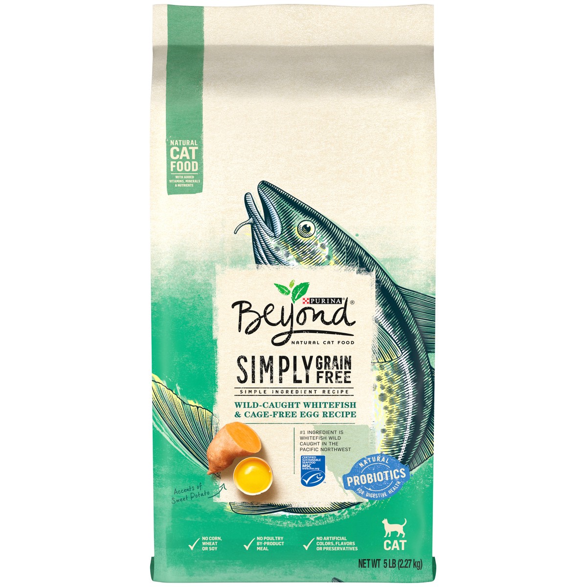 slide 5 of 9, Beyond Purina Beyond Simply Grain Free Probiotics Ocean White Fish & Egg Recipe Adult Premium Dry Cat Food - 5lbs, 5 lb