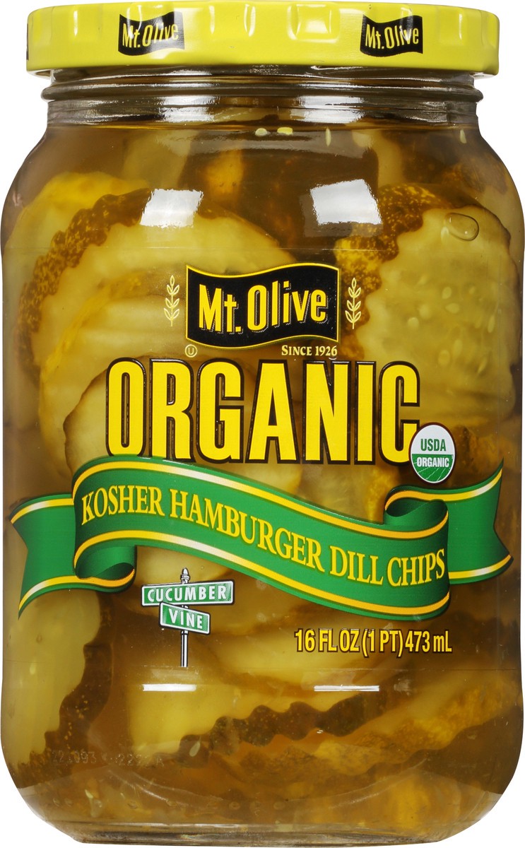 slide 6 of 13, Mt. Olive Organic Kosher Hamburger Pickle 16 fl oz Jar, 16 fl oz