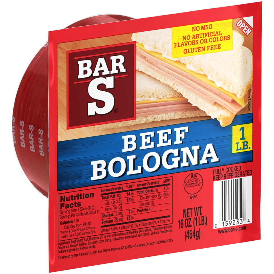 slide 2 of 7, Bar-S Bologna Beef, 16 oz