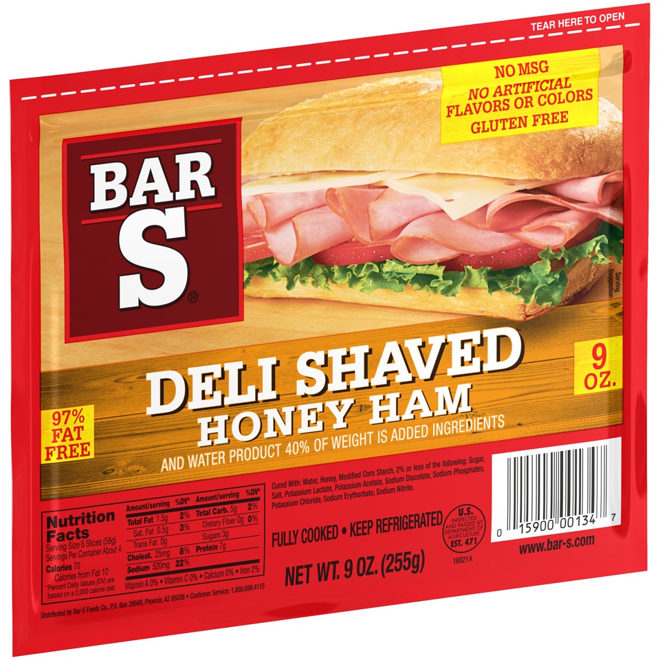 slide 3 of 7, Bar-S Deli Thin Ham, 9 oz