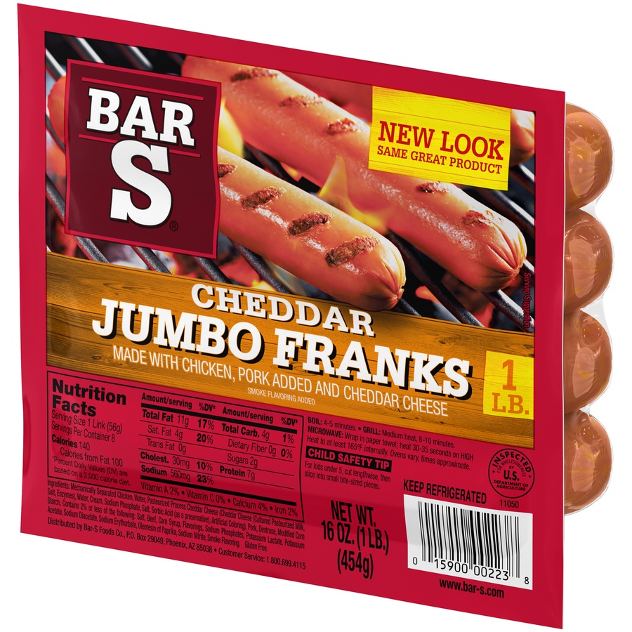 slide 6 of 8, Bar-S Cheddar Jumbo Franks, 16 oz