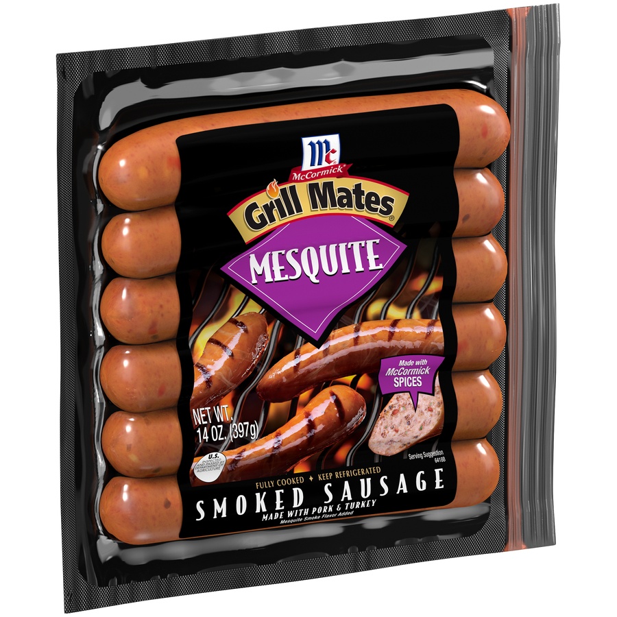 slide 5 of 8, McCormick Grill Mates Mesquite Smoked Sausage, 14 oz