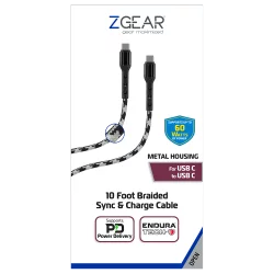 Zgear 10 Foot Braided Sync Charge Cable WhiteBlack