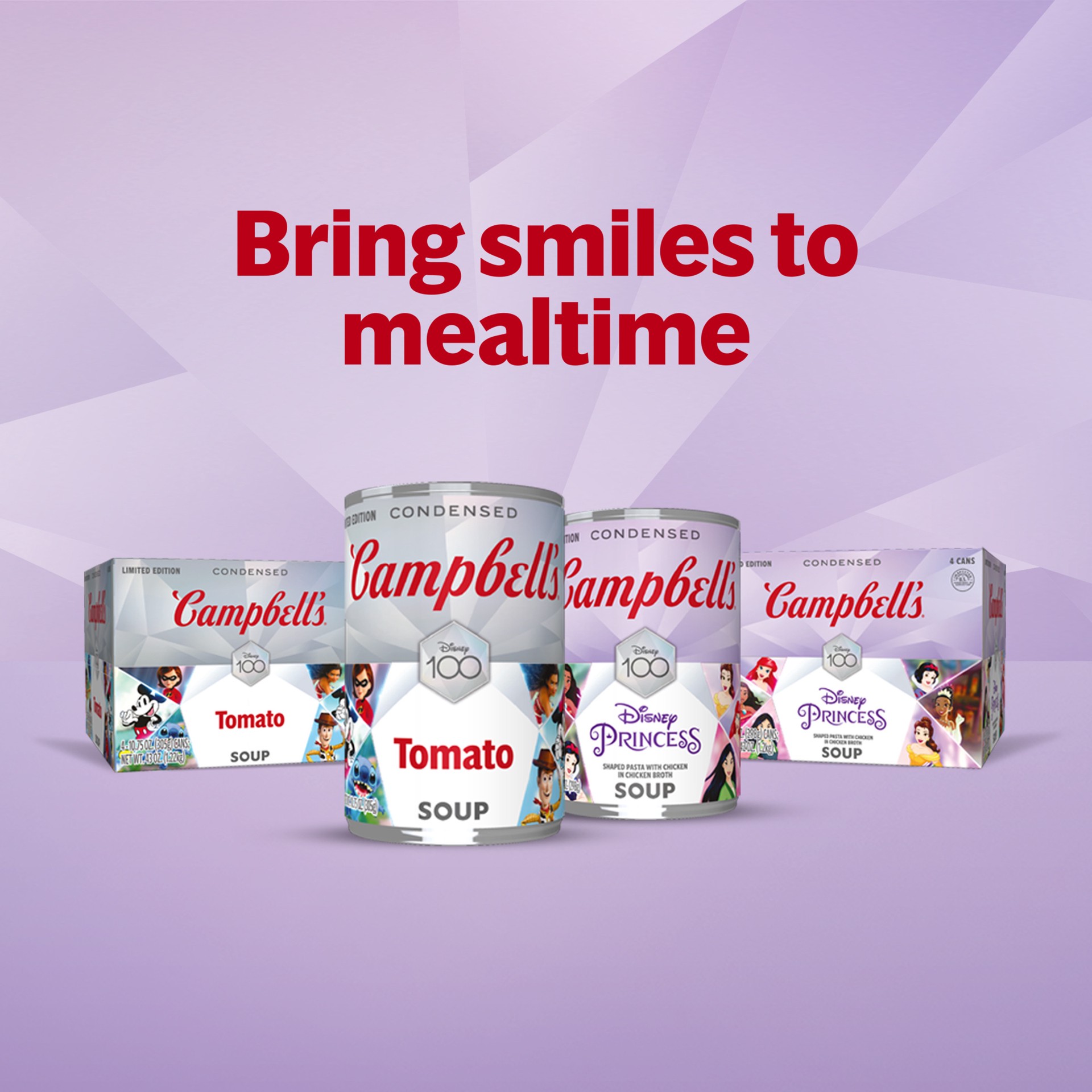 slide 3 of 8, Campbell's Condensed Limited Edition Disney 100th, Princess-Shaped Pasta With Chicken Soup, 10.5 oz Can, 10.50 oz