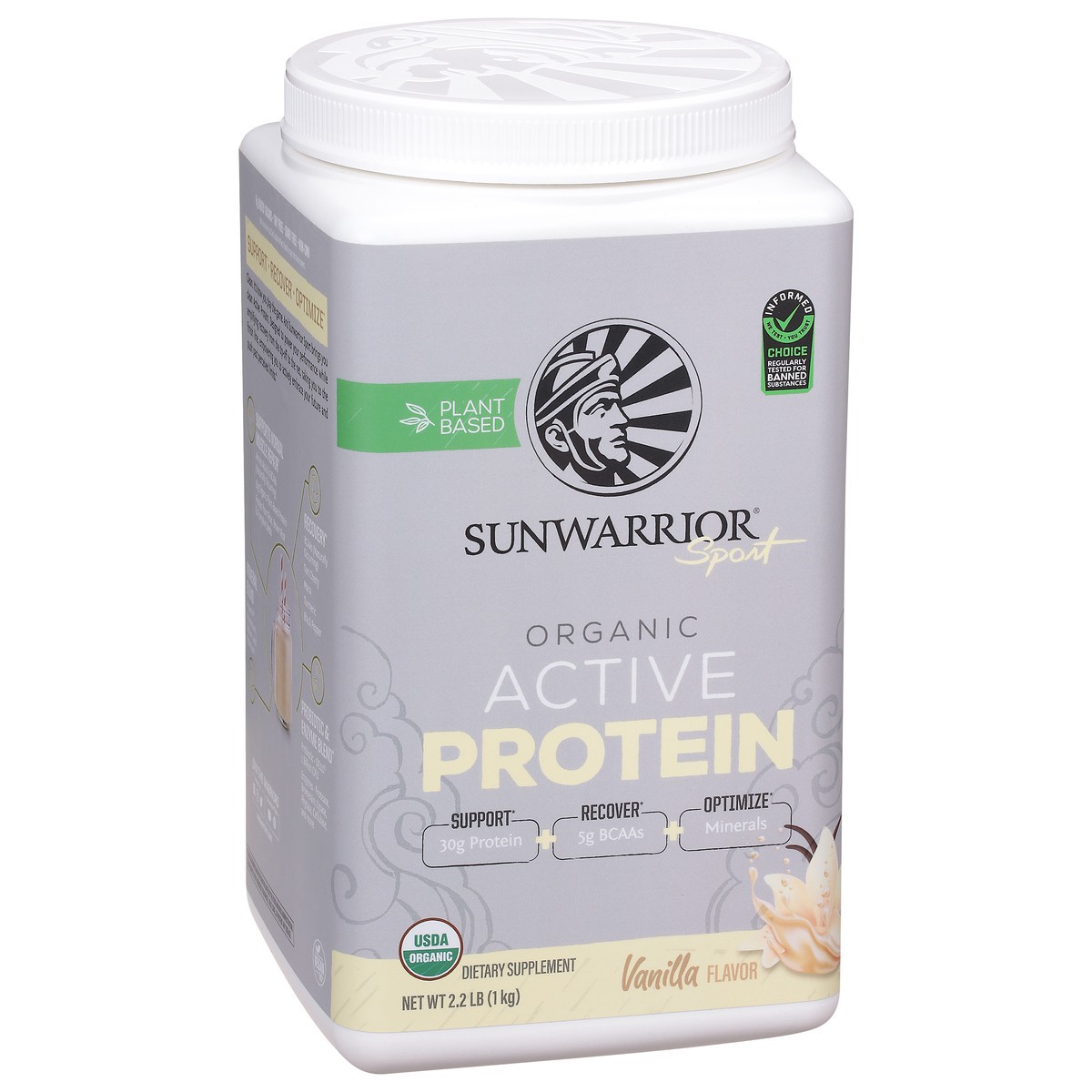 slide 8 of 9, Sunwarrior Sport Plant Based Organic Vanilla Flavor Active Protein 2.2 lb, 2.2 lb