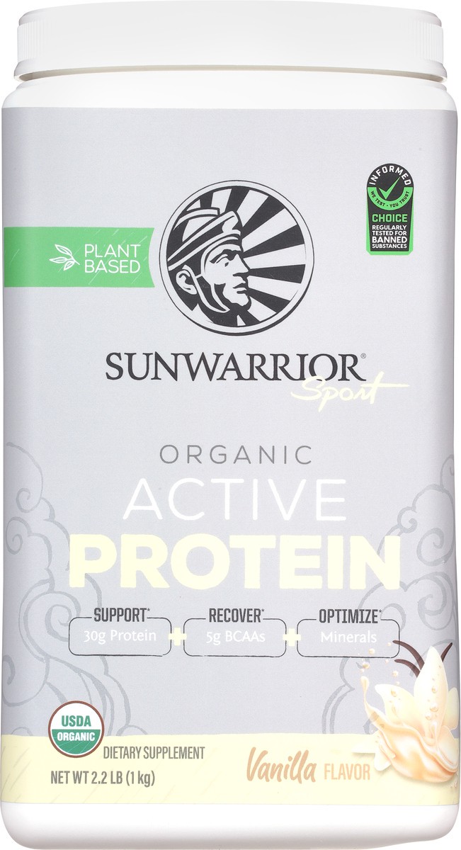 slide 9 of 9, Sunwarrior Sport Plant Based Organic Vanilla Flavor Active Protein 2.2 lb, 2.2 lb