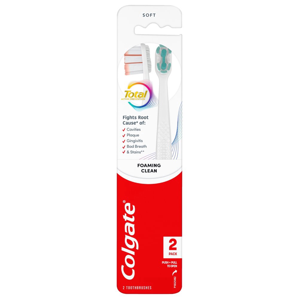 slide 3 of 6, Colgate® Active Prevention Soft Toothbrush Foaming, 2 ct