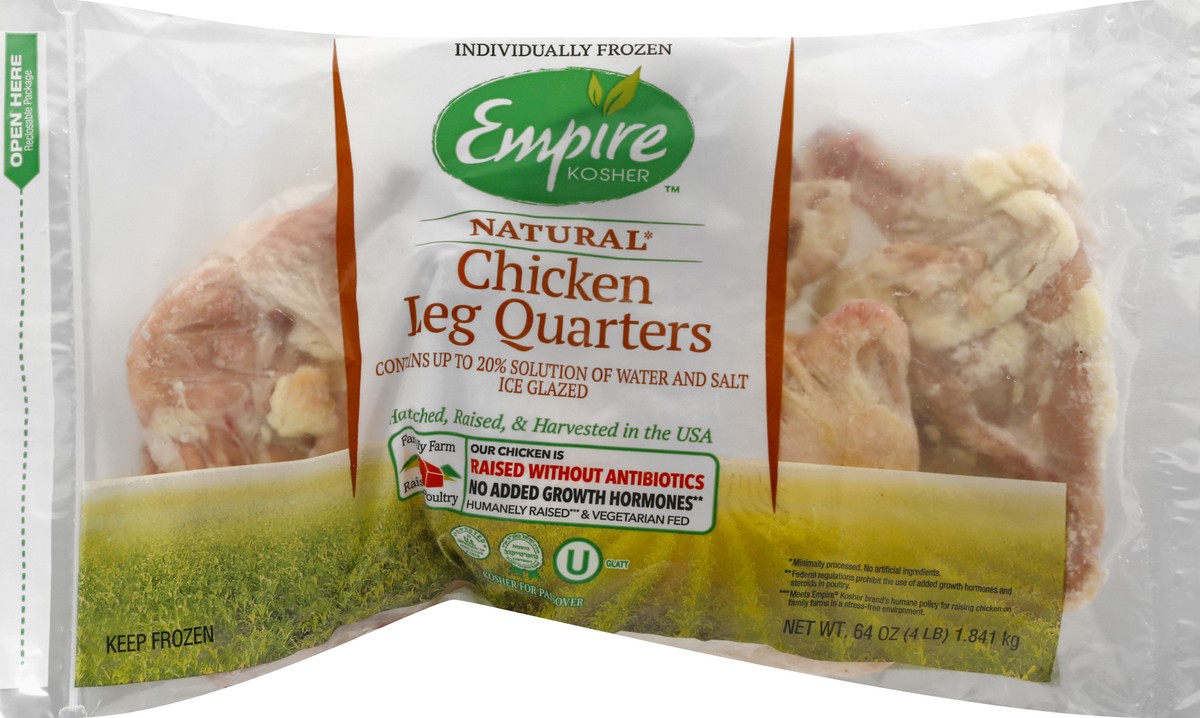 slide 1 of 9, Empire Kosher Chicken Leg Quarters, 4 lb