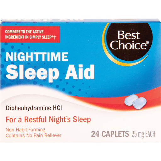 slide 1 of 1, Best Choice Nighttime Sleep Aid Caplets, 24 ct