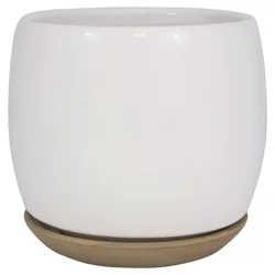 Trendspot Ibiza Ceramic Planter, White, 8 in