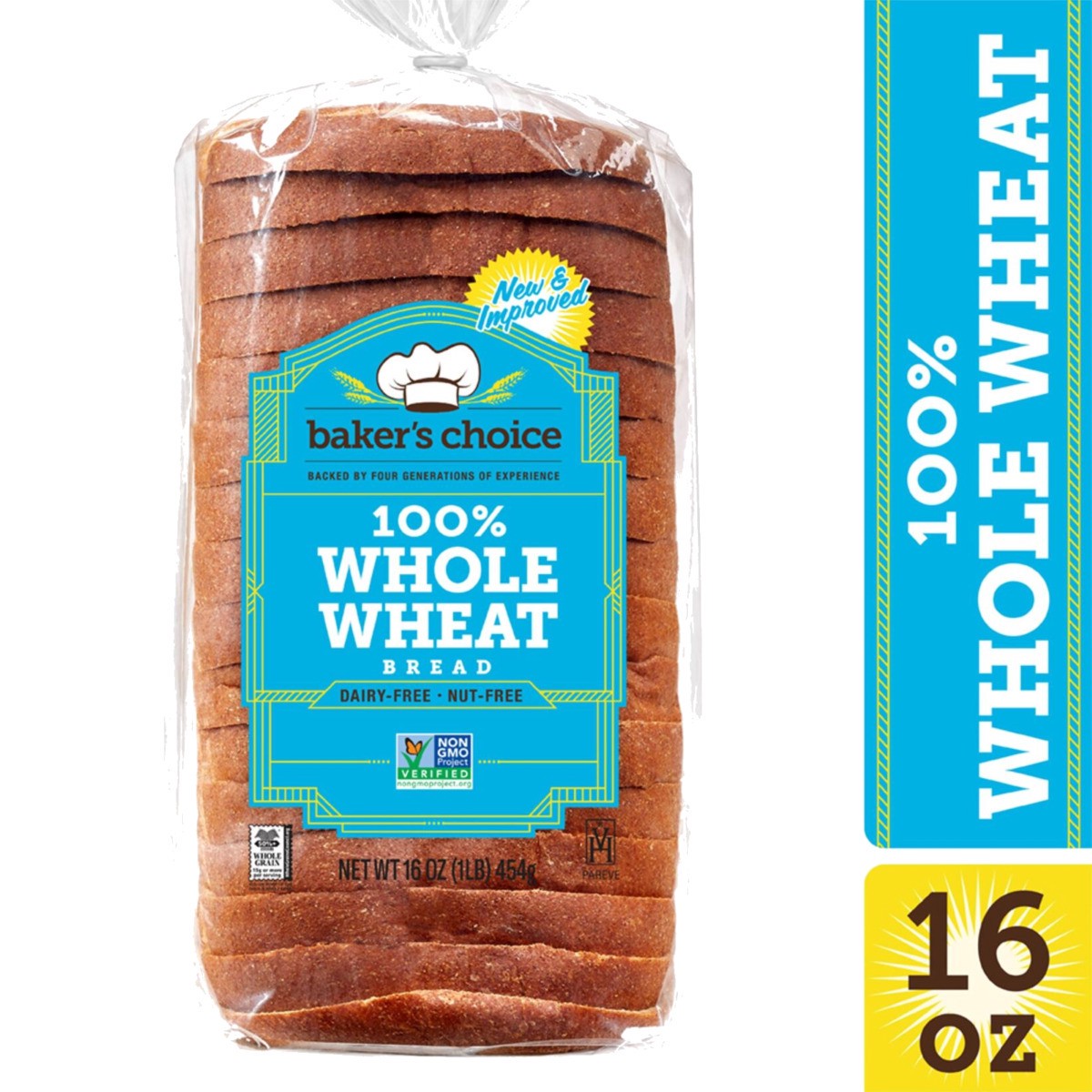 slide 1 of 13, Baker's Choice Bread, 100% Whole Wheat, 16 oz