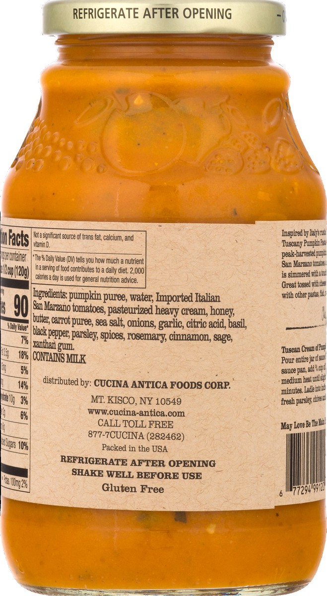 slide 12 of 13, Cucina Antica Premium Tuscany Pumpkin Pasta Sauce 25 oz, 25 oz